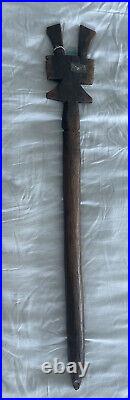 Vintage Antique wooden ceremony scepter Aftica wood 32' Dance