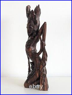 Vintage Balinese Coromandel Wood Carving, Legong Dancer Figurine / Statue