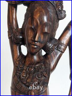 Vintage Balinese Coromandel Wood Carving, Legong Dancer Figurine / Statue