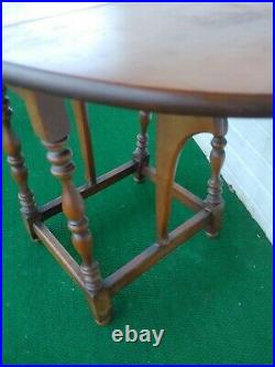 Vintage Brandt Small Drop Leaf Oval Table With Drawer