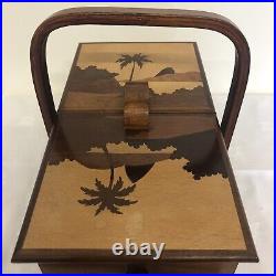 Vintage Carlos Zipperer Sobr Wooden Inlay Fold Out Craft / Sewing Box Rare