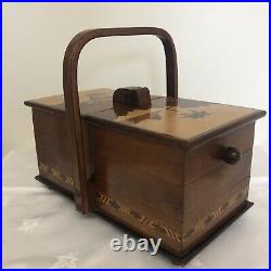 Vintage Carlos Zipperer Sobr Wooden Inlay Fold Out Craft / Sewing Box Rare