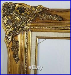 Vintage Carved Gilded 4 Wide Gold Picture Frame For 16 x 20 Inch Painting