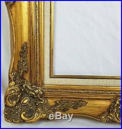 Vintage Carved Gilded 4 Wide Gold Picture Frame For 16 x 20 Inch Painting