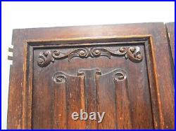 Vintage Carved Wooden Cupboard Doors Antique Old Wood Cabinet Old Scroll 25x15