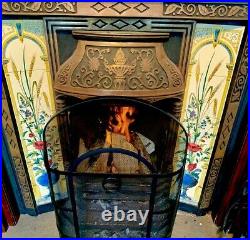 Vintage Cast Iron Fireplace Surround With Wooden Surround. Woodburner Wood Fire