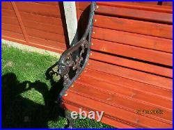 Vintage Cast Iron Wood Garden Bench with Lion Heads Restored Authentic Victorian