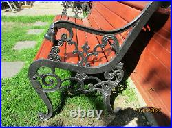 Vintage Cast Iron Wood Garden Bench with Lion Heads Restored Authentic Victorian