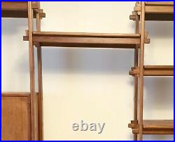 Vintage Chinese Furniture Teak Wood Book Case Triple Display Wooden Shelves