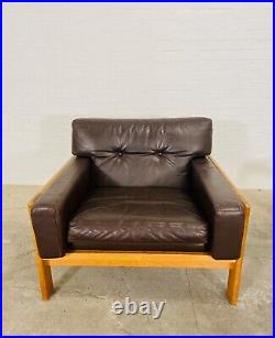 Vintage Danish Mid-century Bramin Brown Leather Lounge Chair 1960s