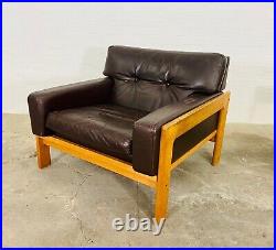 Vintage Danish Mid-century Bramin Brown Leather Lounge Chair 1960s