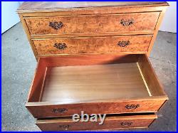 Vintage Deco Walnut Chest of Drawers Cabriole Legs 4 Drawers Brass Handles