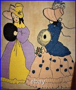 Vintage Fire Screen Antique Hand Made WoodEmbroidered Crinoline Lady 32''/83cm