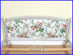 Vintage French Bed Frame Painted grey Upholstered Cushioned Bed Ends Rails