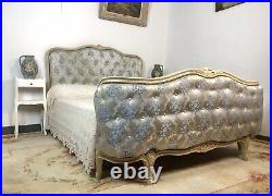 Vintage French Demi Corbeille Chesterfield Style Double Bed Frame