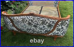 Vintage French Demi Corbeille Double Bed Base Frame Wooden Antique Style