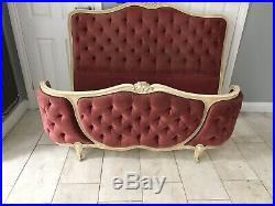 Vintage French Double Bed Louis Bed Buttoned