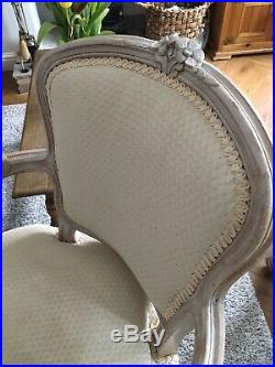 Vintage French Ladies Bedroom Armchair Louis XV Style Carved Frame Rococo Cream