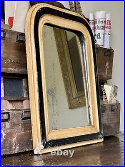 Vintage French Mirror Wooden Frame, Foxed Plate