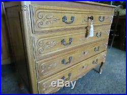 Vintage French carved golden oak chest of 4 drawers louis xv style