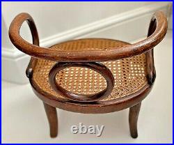Vintage French small/miniature caned bent wood style chair with label'Tonnerre