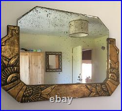 Vintage Genuine French Art Deco Ornate Gilt Plaster & wood Mirror