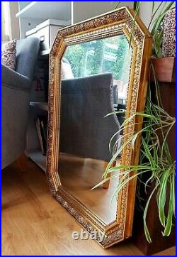 Vintage Gilt Ornate Engraved Hanging Frame Wall Mantlepiece Hall Landing Mirror