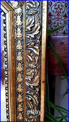 Vintage Gilt Ornate Engraved Hanging Frame Wall Mantlepiece Hall Landing Mirror
