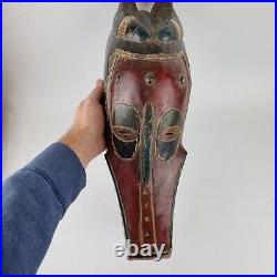 Vintage Gouro Zamble Zoomorphic Wooden Mask Ivory Coast African Tribal Art 49cm