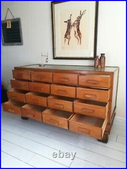 Vintage Haberdashery Shop Fitting Counter Display Cabinet Drawers Sideboard Wood
