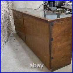 Vintage Haberdashery Wood Glass Display Cabinet Apothecary Shop Till Counter