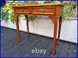 Vintage Hardwood Writing Table Desk Dressing Table Side Table Oriental Brass