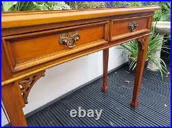 Vintage Hardwood Writing Table Desk Dressing Table Side Table Oriental Brass