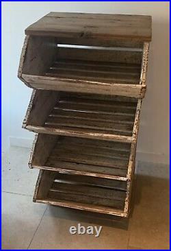 Vintage INDUSTRIAL Stacking Wood Storage SHELVING VEGETABLE SHOP DISPLAY RETAIL