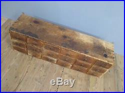 Vintage Industrial Antique Bank Of Timber Workshop Drawers Collectors Apothecary