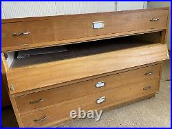 Vintage Industrial Midcentury Plan Chest Architects Drawers Hand Made