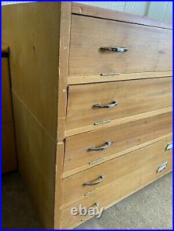 Vintage Industrial Midcentury Plan Chest Architects Drawers Hand Made
