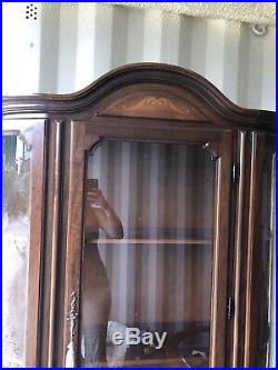 Vintage Italian Inlaid Display Cabinet Inlaid Wood, Bow Glassed Front, Quality