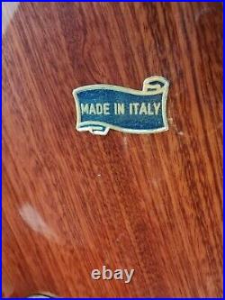 Vintage Italian Marquetry Inlaid Brass & Wood Tea/Bar Cart