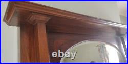 Vintage Large Edwardian Wooden Fire Surround With Mirror Architectural Antique
