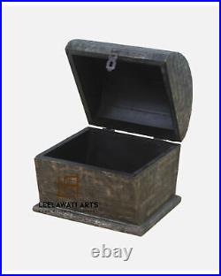 Vintage Look Wood Brass Metel Decorative Box Antique Wood Metal Box