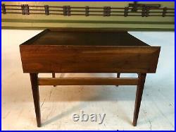 Vintage MID Century Modern Walnut Black Accent Drawer End Table 22 X 26.5