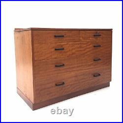 Vintage Mid Century 1950s Industrial Heals Style Teak Utility Chest of Drawers