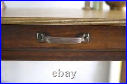 Vintage Mid Century Compact Desk Table Ply Top Drawer Metal Handle 40s 50s