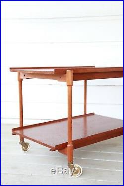 Vintage Mid Century Modern Poul Hundevad teak wood bar cart