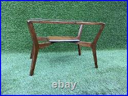 Vintage Mid Century Teak Danish Style Glass Top Coffee Side Occasional Table Low