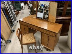 Vintage Mid Century Walnut Dressing Table & Chair made by Heals
