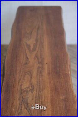 Vintage Mid Century Waney Edge Elm Wooden Bench (#2)