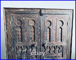 Vintage Moroccan Cupboard Painted & Richly Decorated Double Doors & Shelf AF