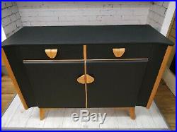 Vintage Nathan Retro Sideboard Upcycled Drinks Cabinet Black / Beech Wood Rare